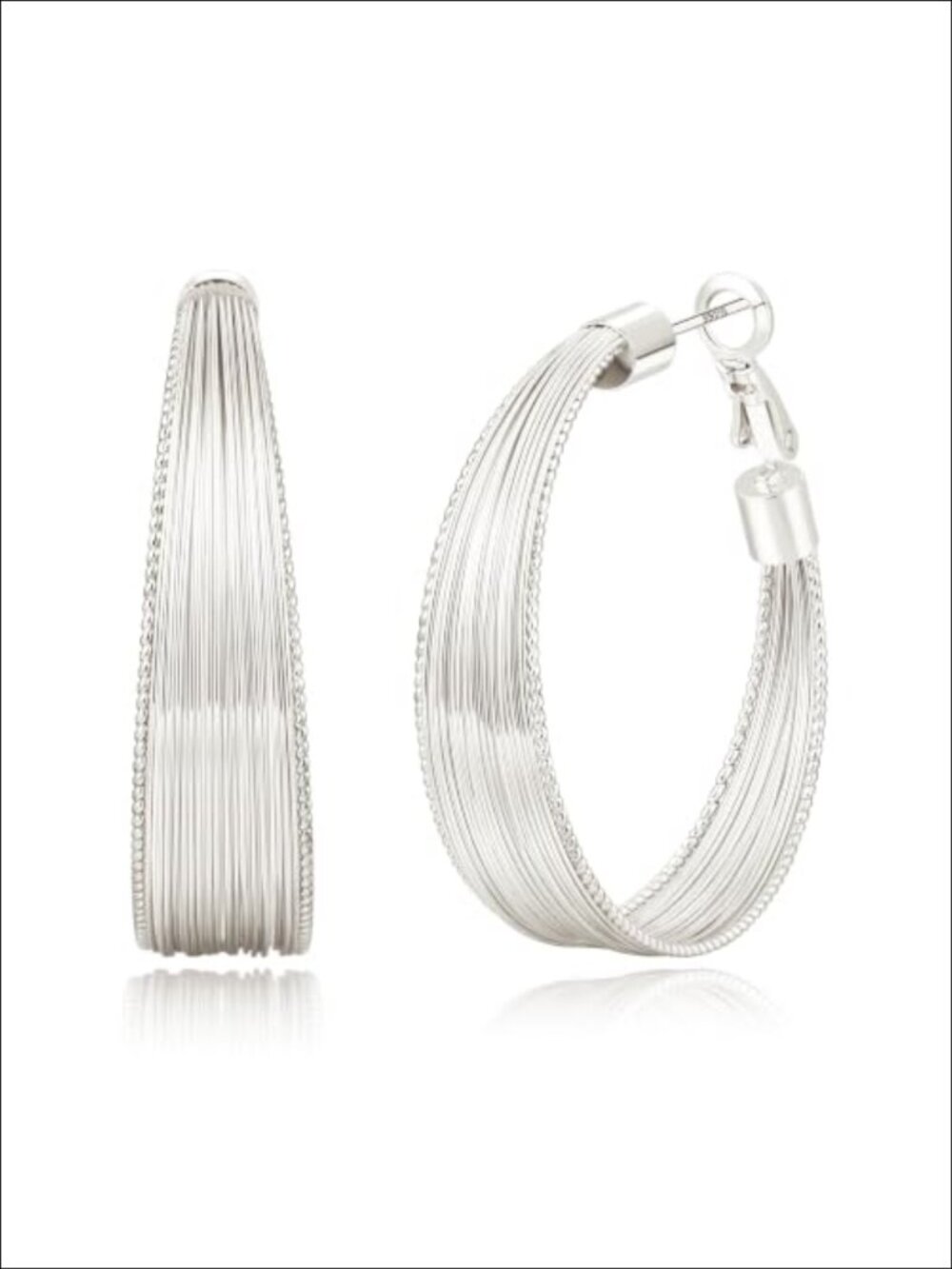 Chunky Brushed Sterling Silver Hoop Earrings Hypoallergenic Lightweight Women